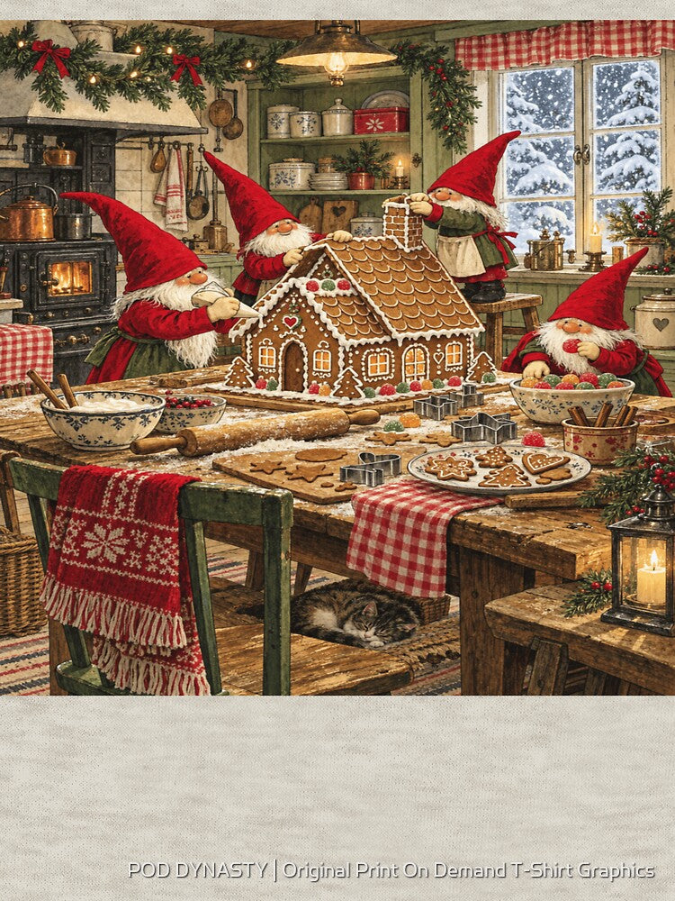 Gingerbread Gnome Crew for Nordic Christmas Fans by POD DYNASTY | Original Print On Demand T-Shirt Graphics