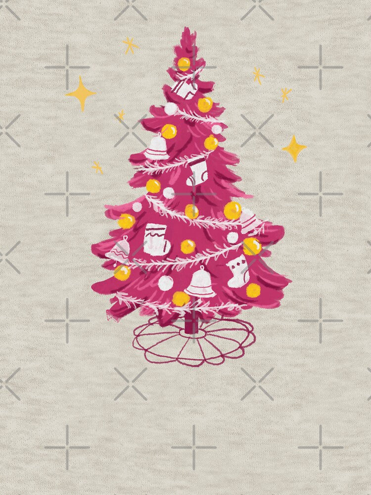 Retro hot pink sparkling Christmas tree by KWZCreates