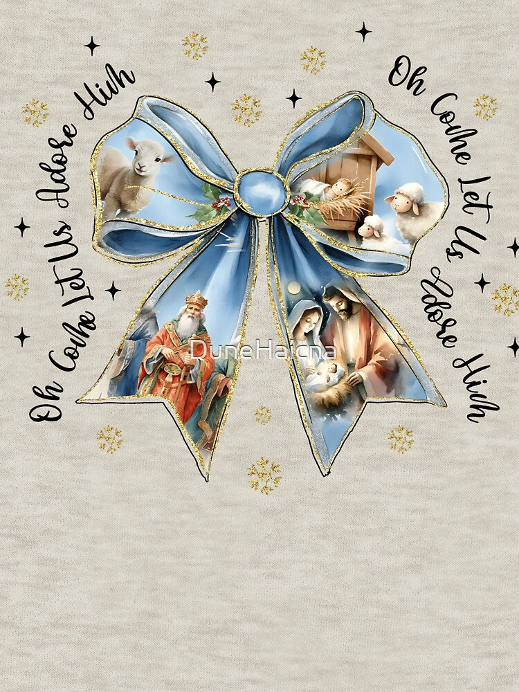Jesus Christmas Coquette Bow, Christian Christmas, Nativity Scene, Baby Jesus, Bible Verse by DuneHaicna