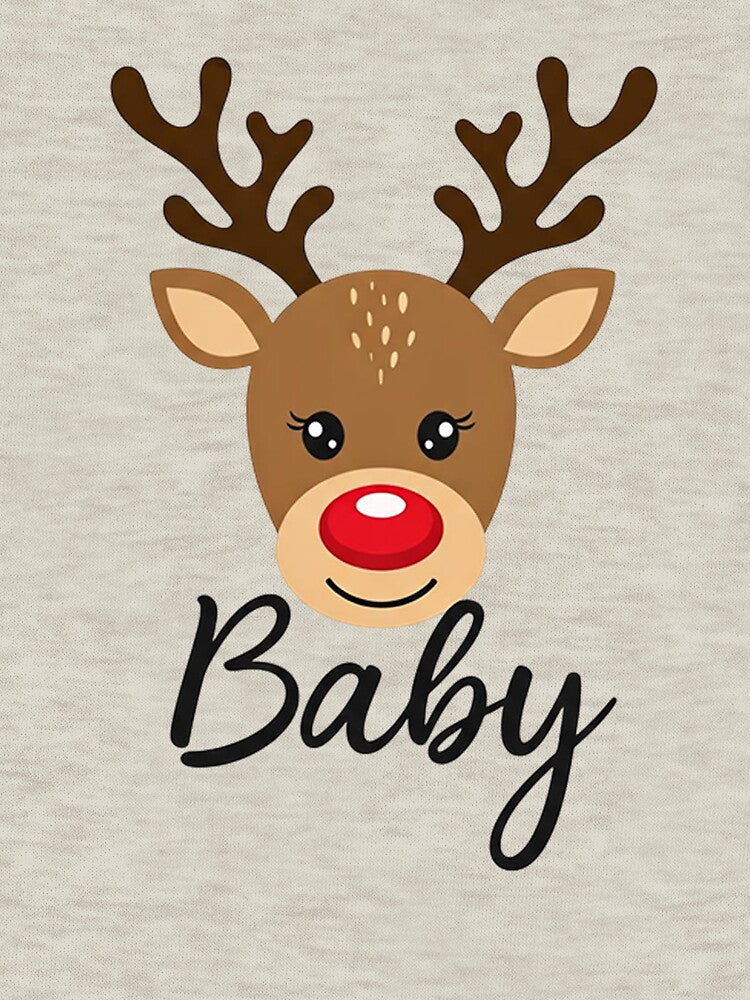 Baby Reindeer Face Christmas Design – Cute Cartoon Holiday Art with Red Nose and Sweet Smile by PixelVibe782