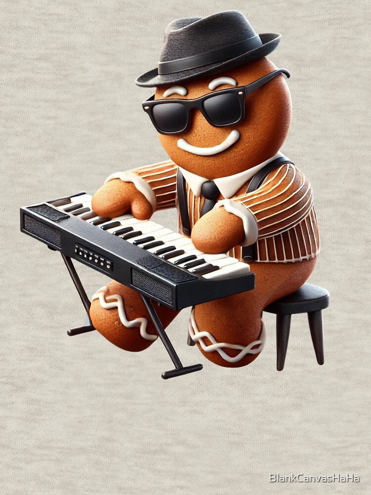 Gingerbread Jazz Keyboard Player - Fun Holiday Music Design by BlankCanvasHaHa