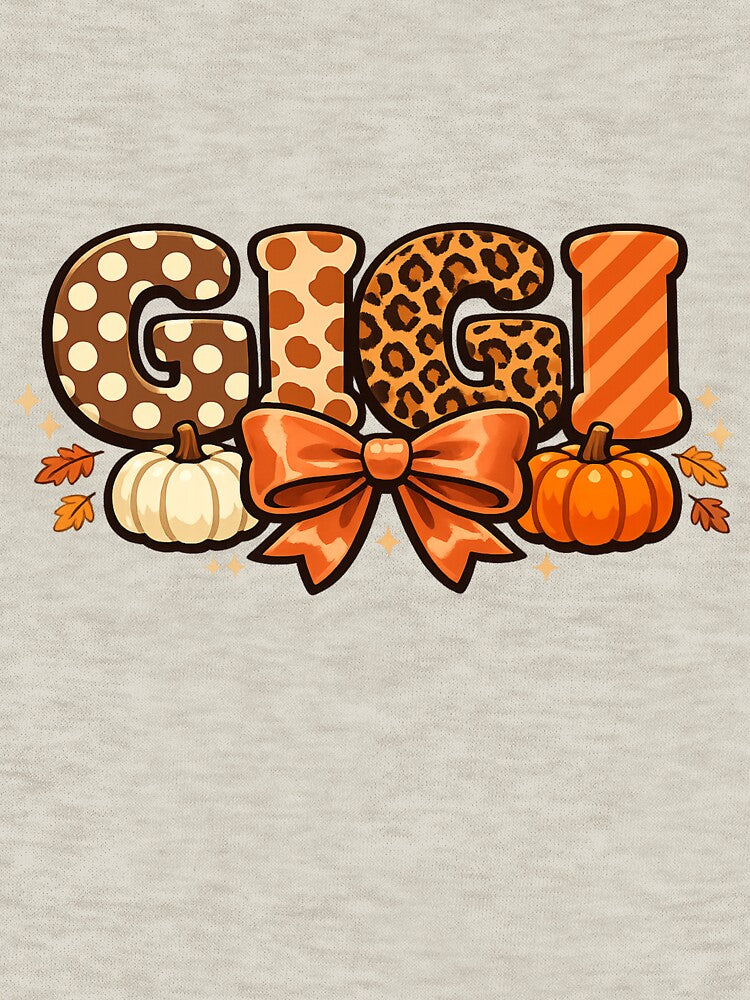 Fall Grandma Pumpkin Bow Sweater - Autumn Leopard Grandmother by Yellowriversss