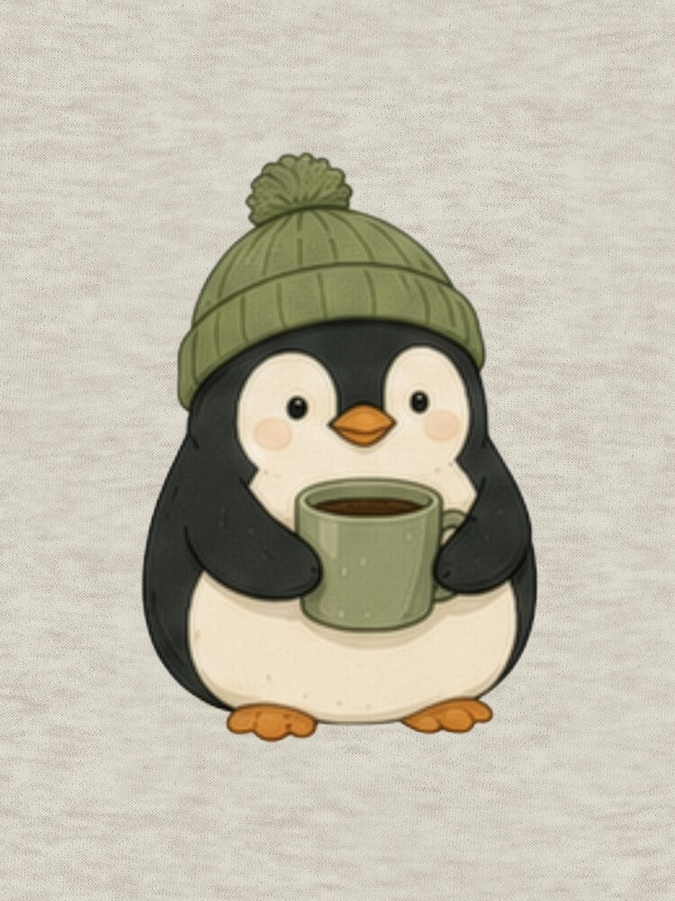 Cozy Penguin with Coffee Cute Winter Illustration by BlackShopps
