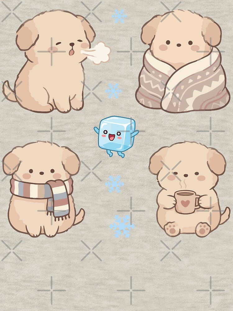 Cute cozy animals Aesthetic Cute Winter Puppy Dog Soft Pastel Cozy Vibes stickers by Art IN Pack