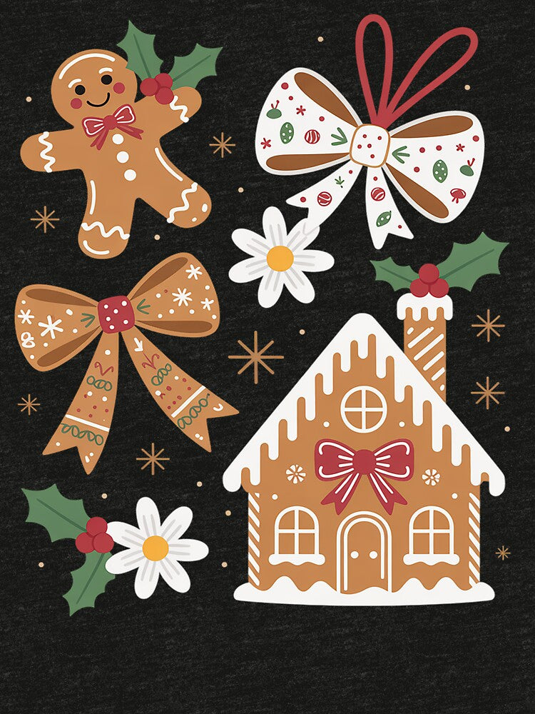 Christmas Gingerbread House Coquette Bow Xmas Girls Women by BlassmausArt