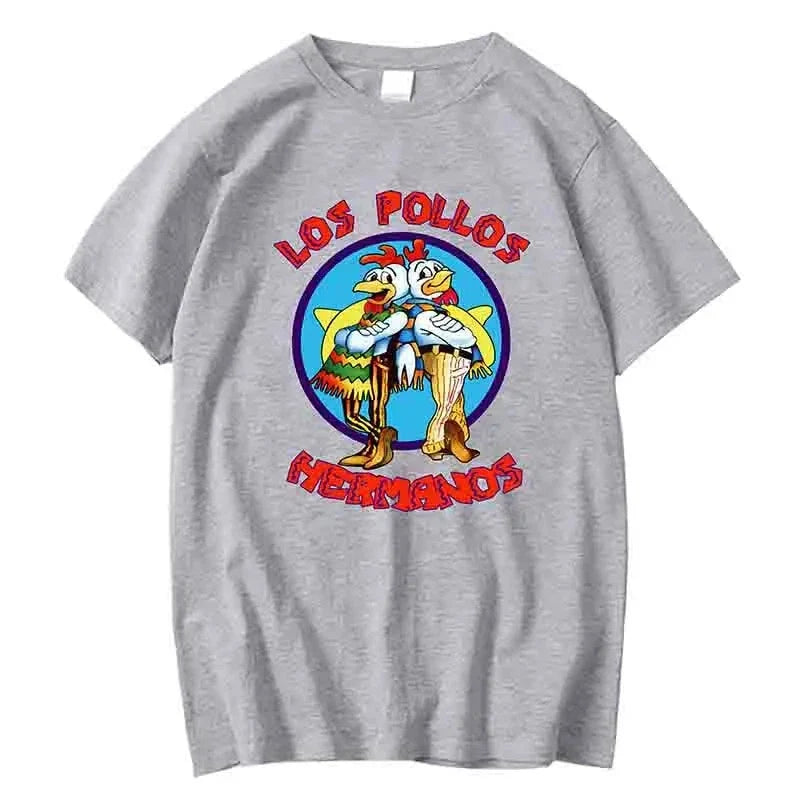 LOS POLLOS Hermanos Funny Printed Men Casual Short Sleeves Summer Cotton Unisex