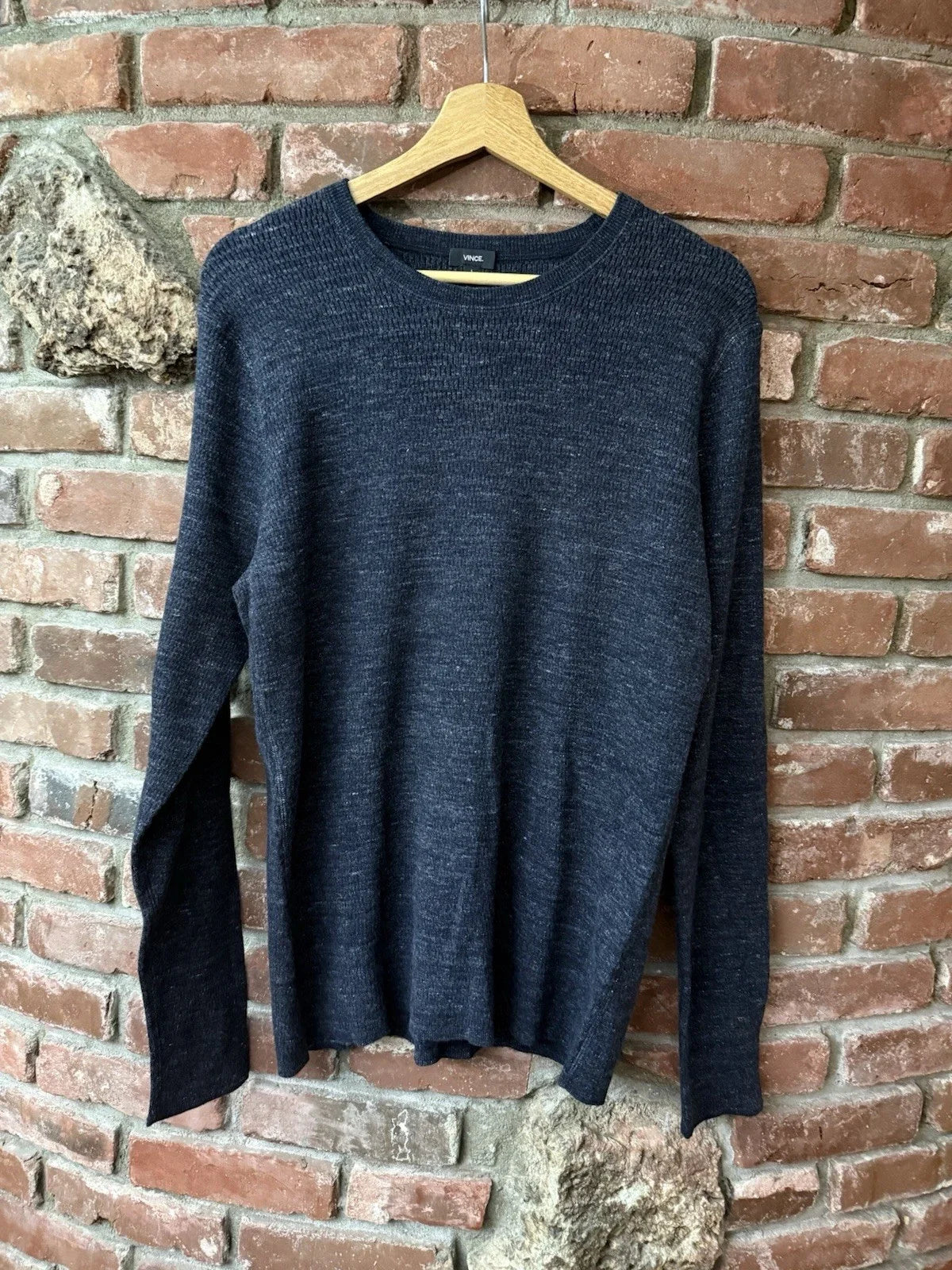 Vince Long Sleeve Thermal Shirt L Navy Blue Unisex