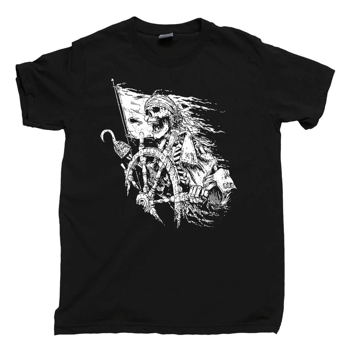 Pirate Sailor T Shirt Blackbeard Ship Jolly Roger Skull Crossbones Scallywag Tee Unisex