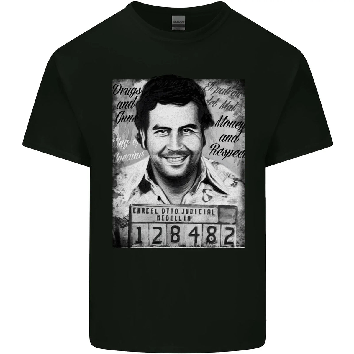 Pablo Escobar Mug Shot Mens Cotton Tee Top Unisex