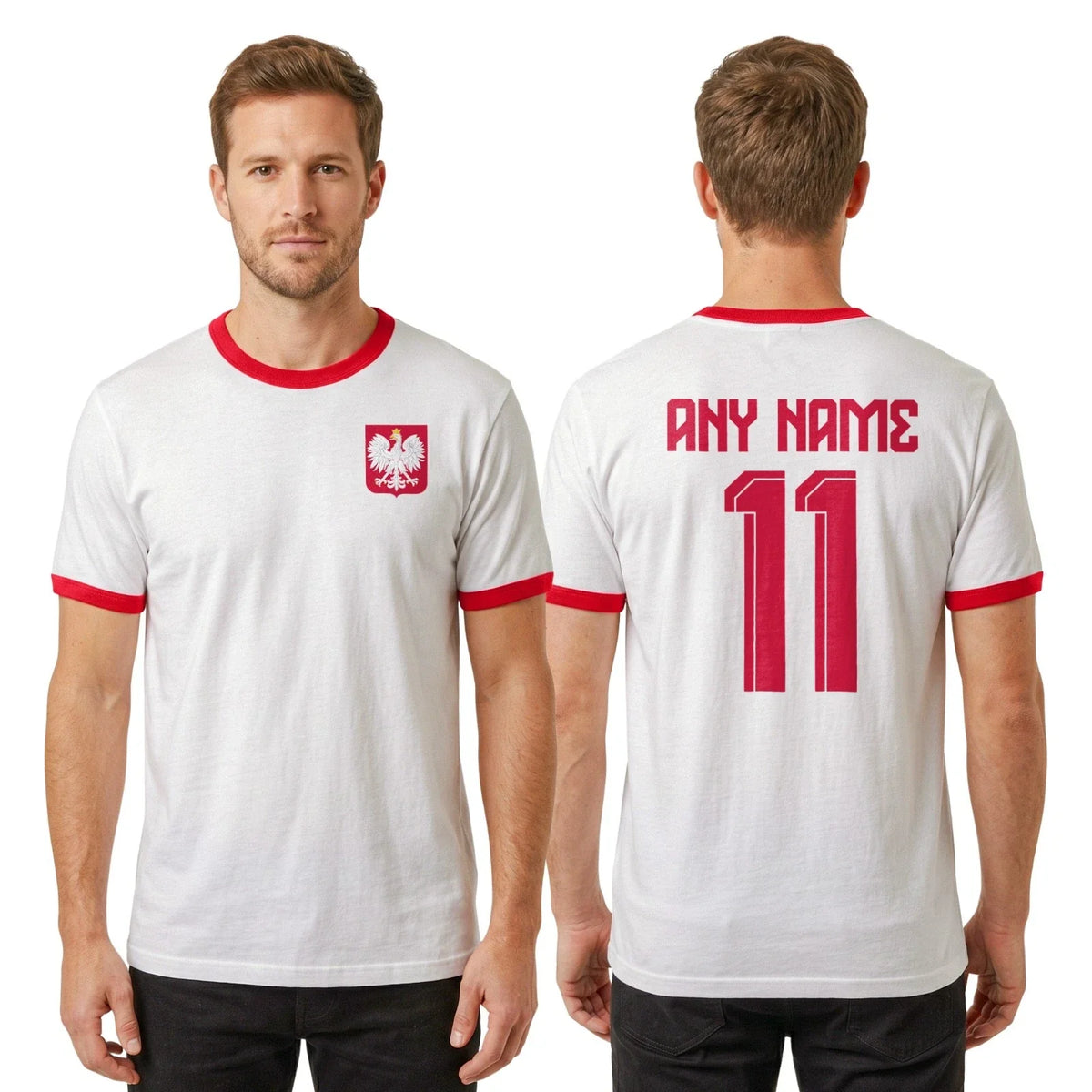 Personalised Poland Polska Football Ringer | Soccer Retro Polish Jersey Unisex