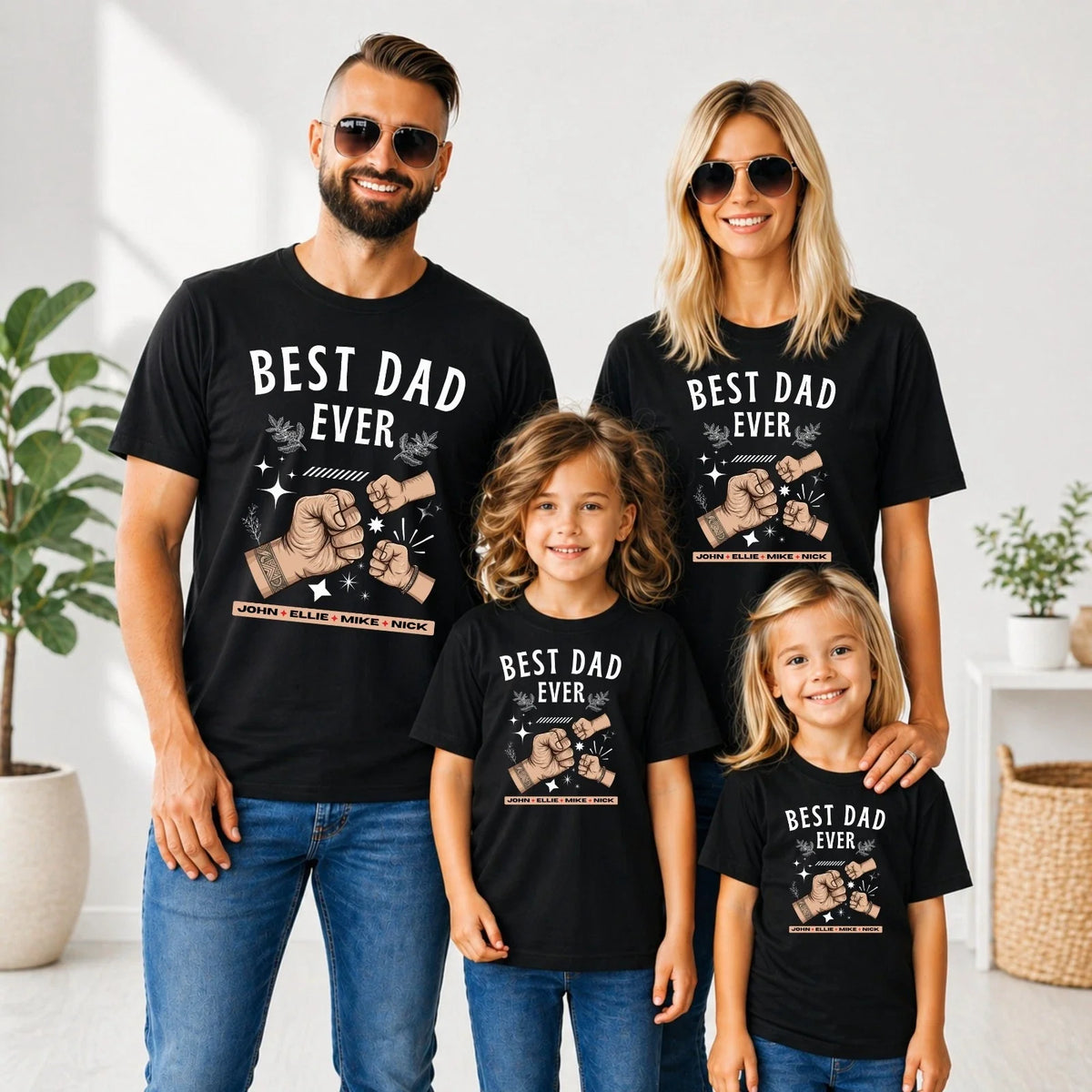 Personalized Best Dad Ever T Shirt Custom Name Fathers Day Gift Unisex Tee Unisex