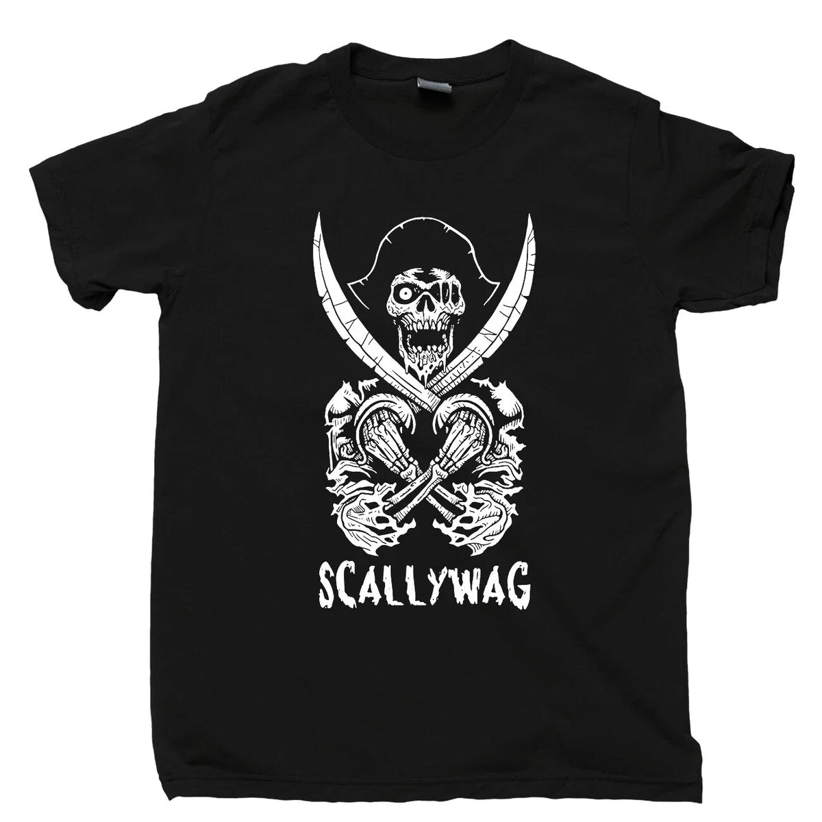 Scallywag Pirate T Shirt Blackbeard Jolly Roger Skull Crossbones Skeleton Tee Unisex