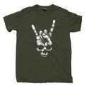 Skull Devil Sign T Shirt Thrash Metal Rock Band Guitar Patch Sticker Poster Tee Unisex