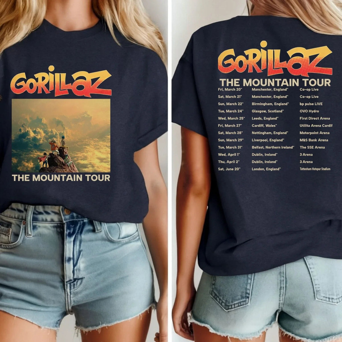 Retro Cartoon Music Inspired Tour Front & Back Print Unisex Fan Tee Unisex