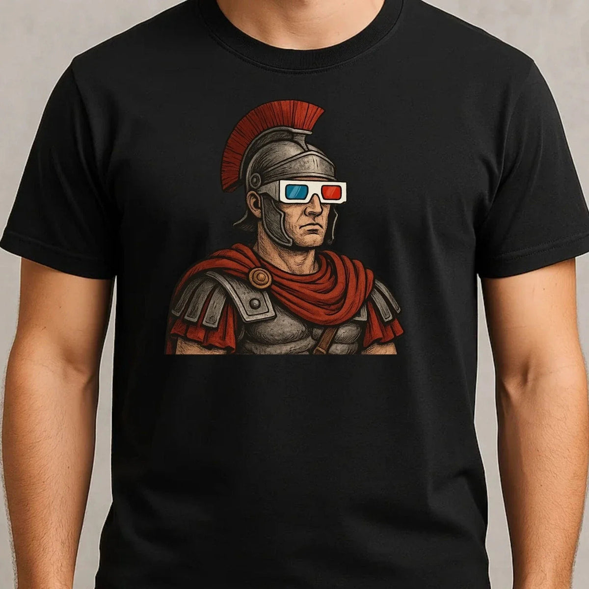 Mens Roman Soldier 3D Glasses Motif Cotton Size S to 5XL Unisex