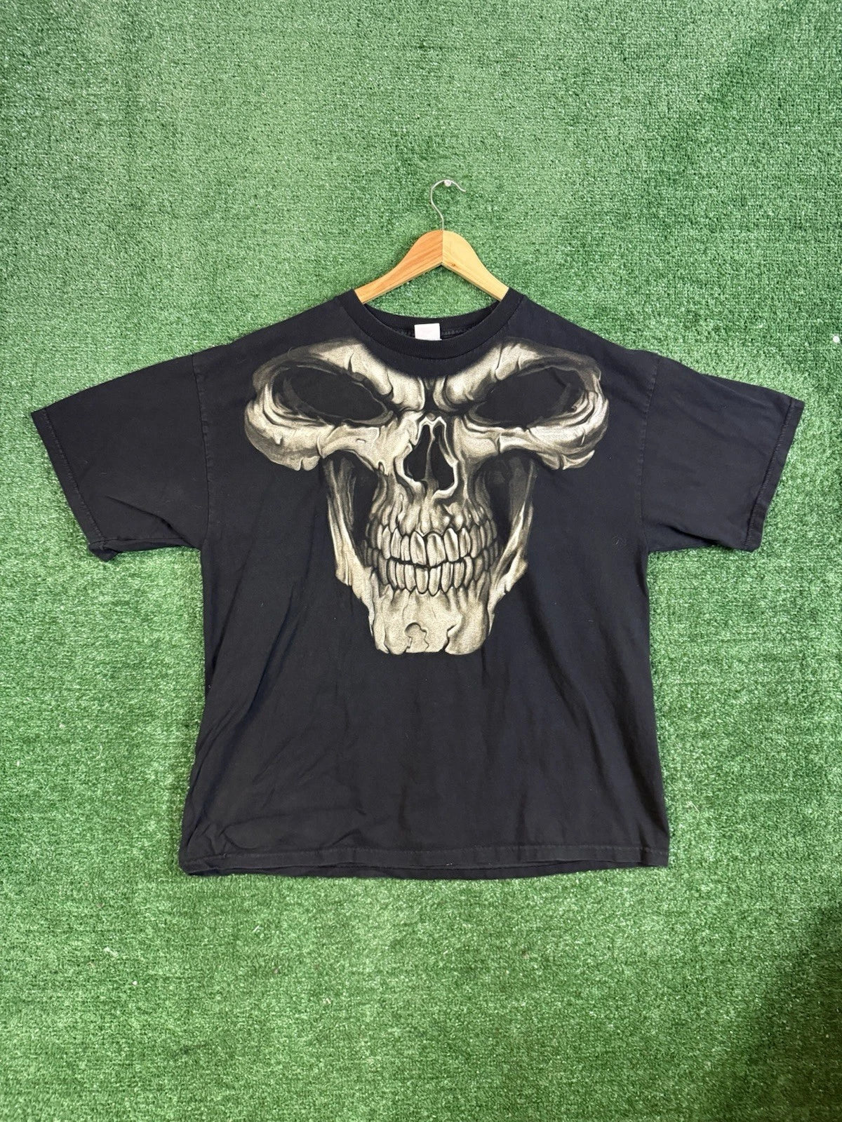 Vintage Shirt Adult 2XL Black Ghost Motorcycle Biker Big Skull Y2K Unisex