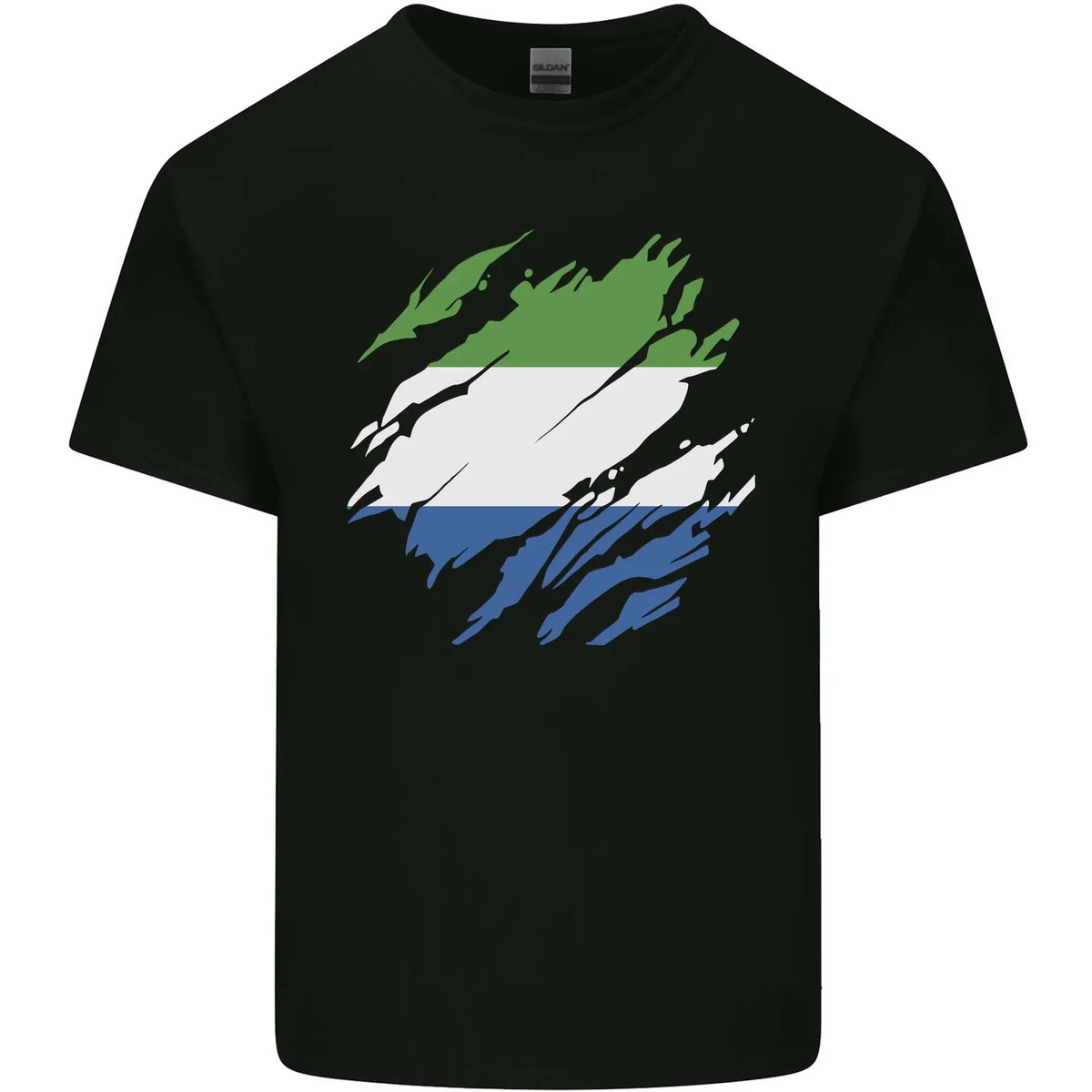 Torn Sierra Leone Flag Leonian Day Football Mens Cotton Tee Top Unisex
