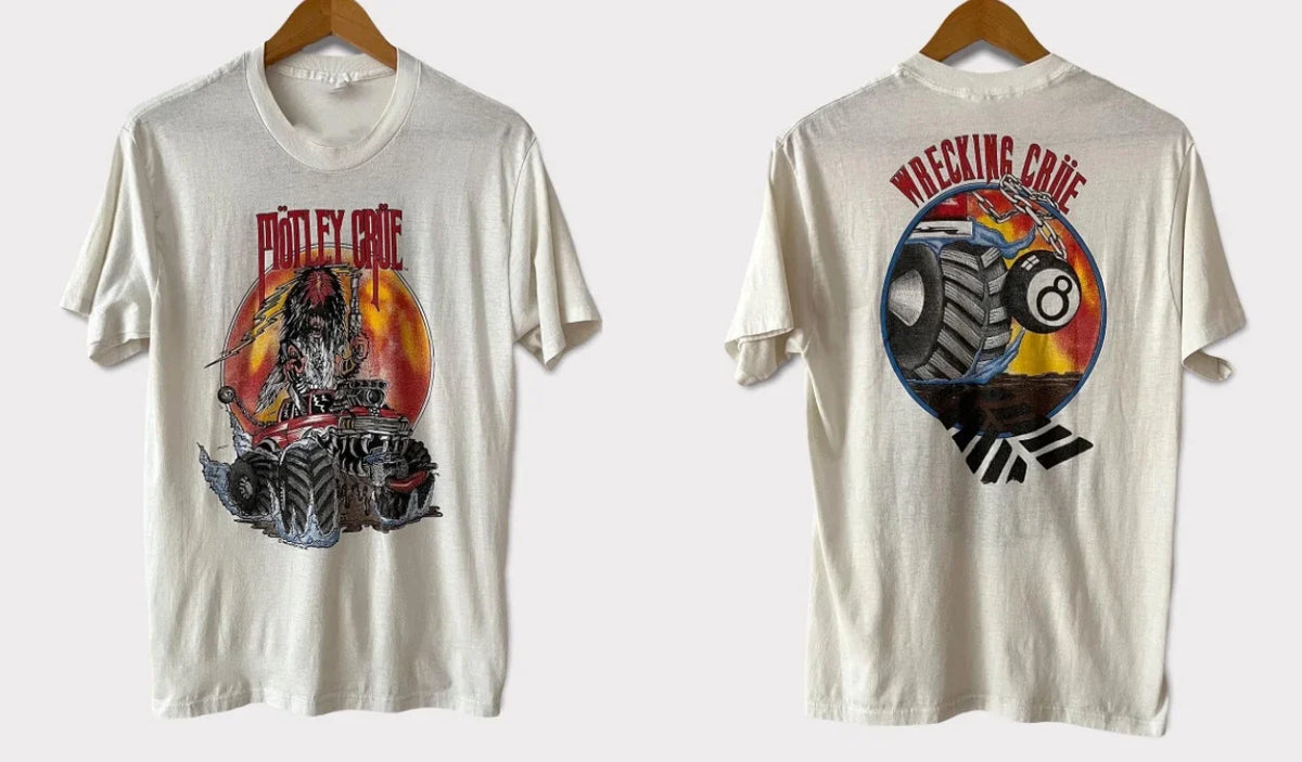 Vintage 1986 Mötley Crüe Wrecking Crüe Promo Glam Metal Tee Rare S-5XL Unisex