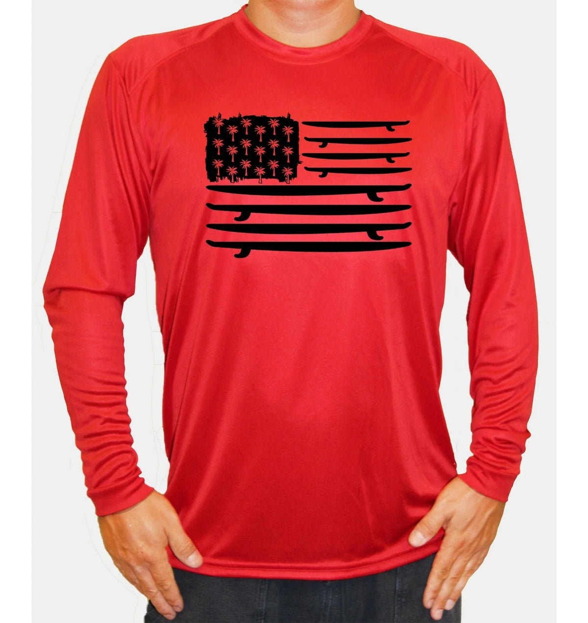 Surfing Surfer Flag Ocean Beach Long Sleeve UPF 50 UV Protection Unisex
