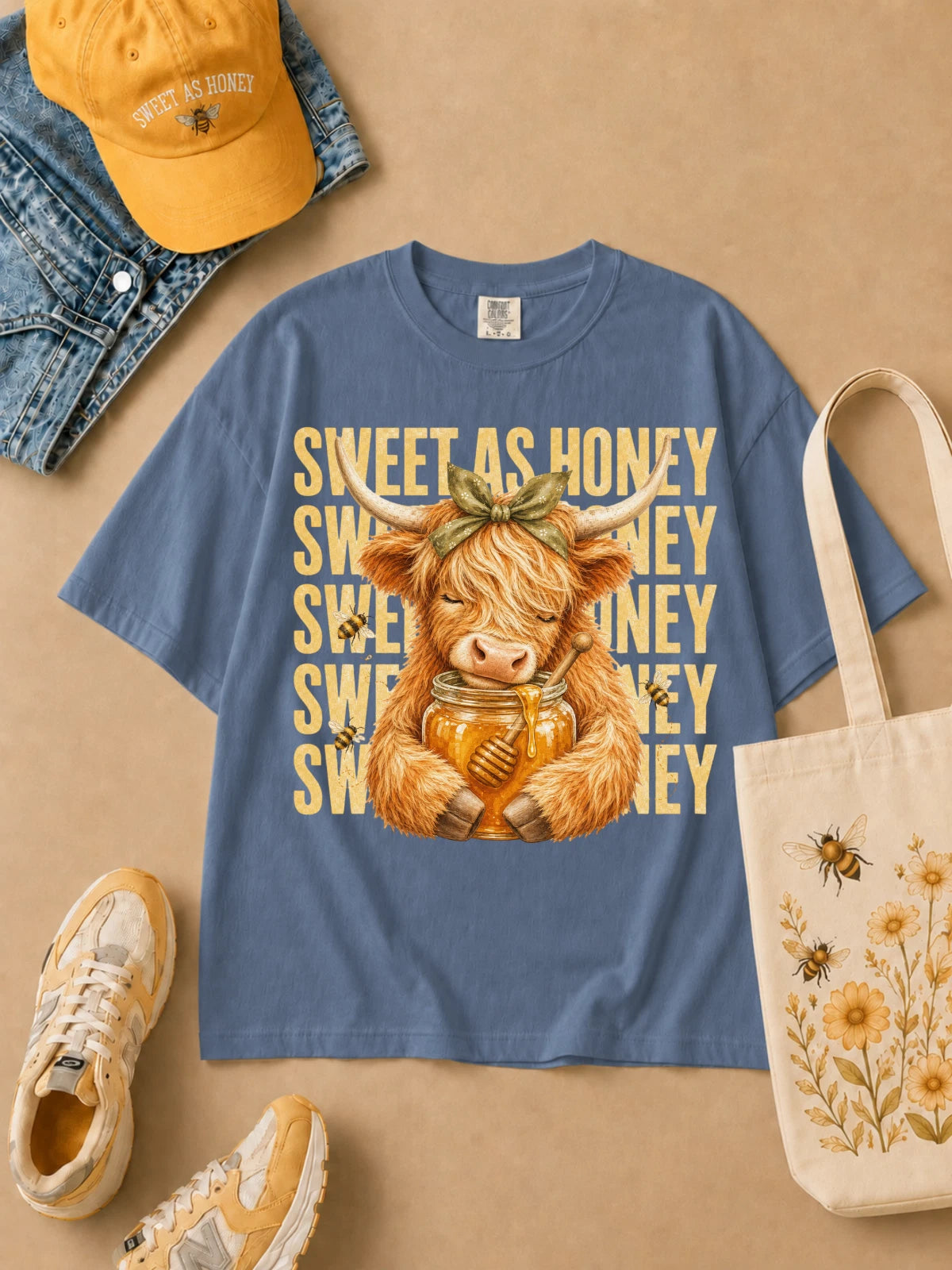 Highland Cow Shirt, Honey Bee Shirt, Comfort Colors Tee, Farmhouse Shirt
