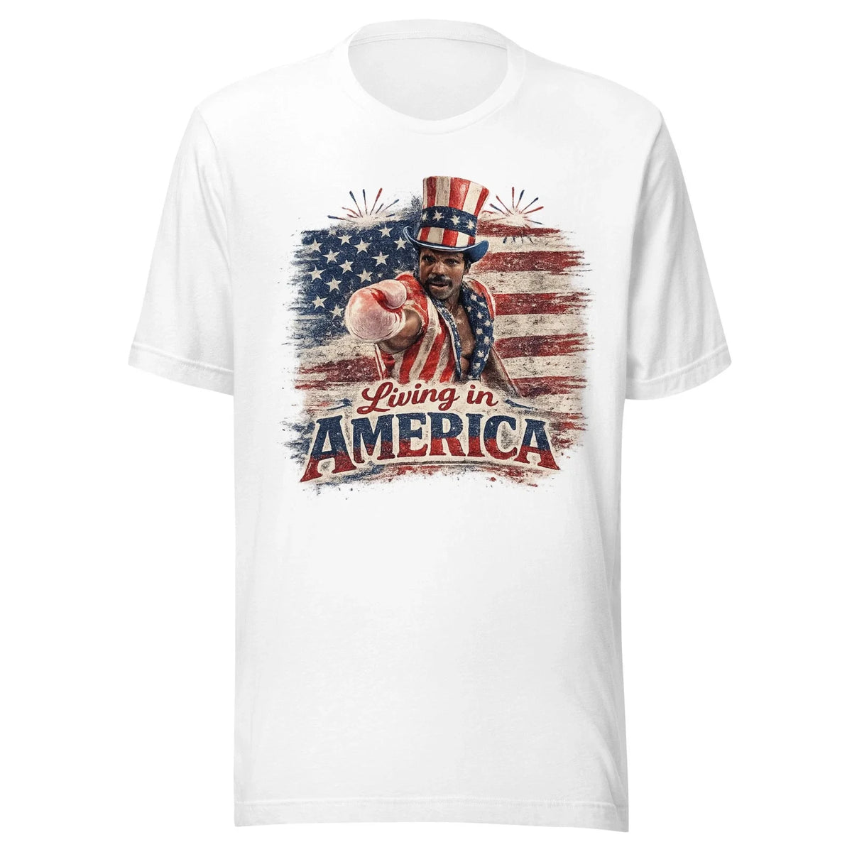 Apollo Creed Living In America Shirt Retro Distressed Patriotic USA Tee Unisex