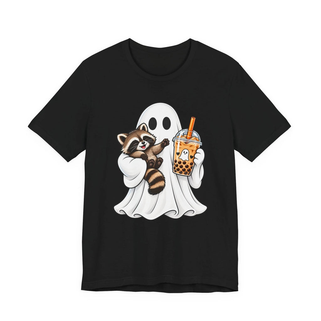 Halloween Ghost Shirt, Funny Ghost Carrying Cute Smiling Raccoon Shirt