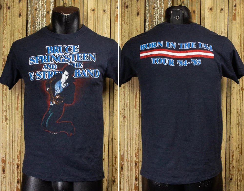 Vintage Bruce Springsteen Born In The USA Tour Concert T Shirt 19841985 Black Unisex