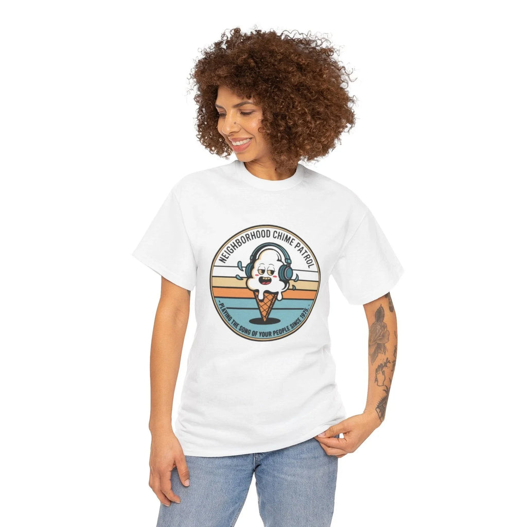 Vintage Ice Cream Truck Driver T Shirt Funny Summer Chime Music Retro 70s Parody Unisex