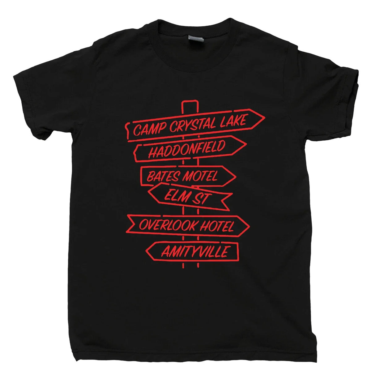 Horror Movie Sign T Shirt Halloween Friday 13th Nightmare Psycho DVD Blu Ray Tee Unisex
