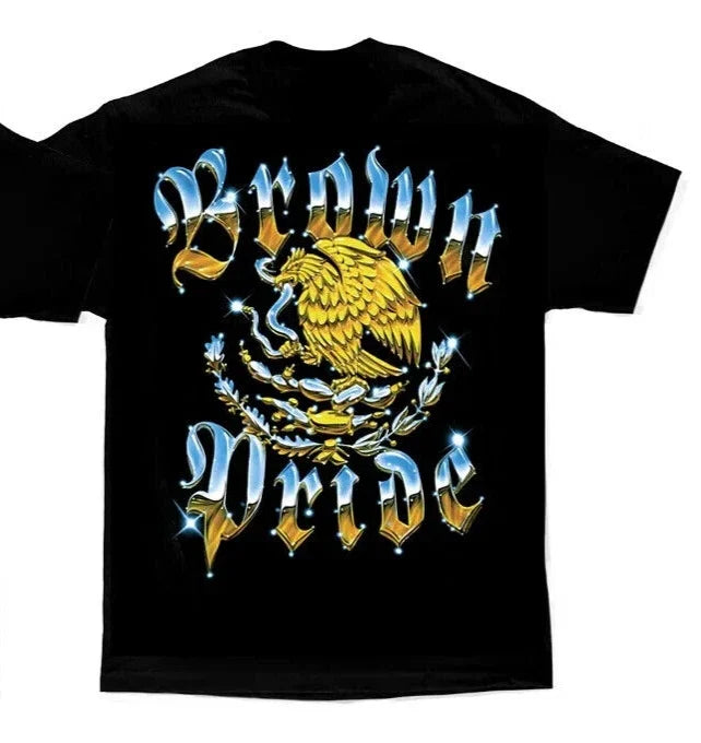 Aztlan T Tee Shirt Brown Pride Golden Eagle Lowrider Unisex