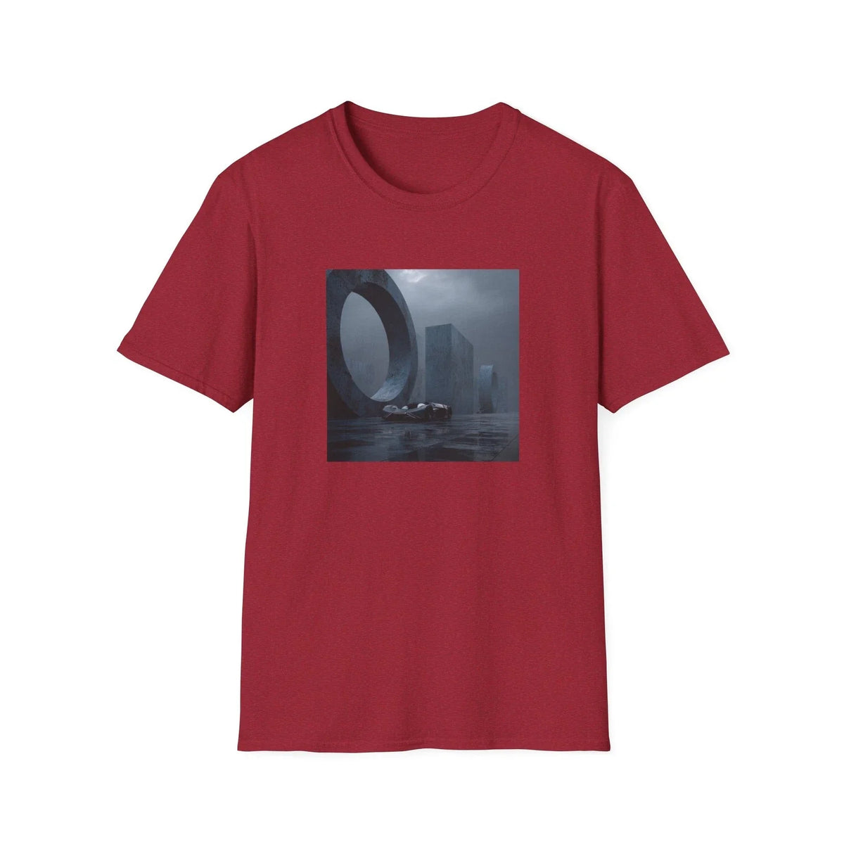 Foggy Monolith Skyline T Shirt | Futuristic Cityscape Graphic Tee | Unisex Unisex