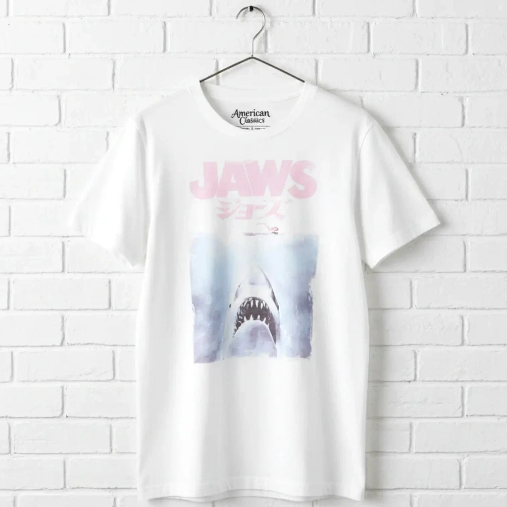 Jaws Vintage Japanese Movie Poster Men's T Shirt Japan Kanji Faded Shark Movie Unisex
