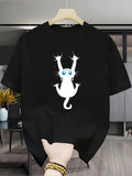 Cat Graphic , Short Sleeve Crew Neck Casual Summer Tee Unisex