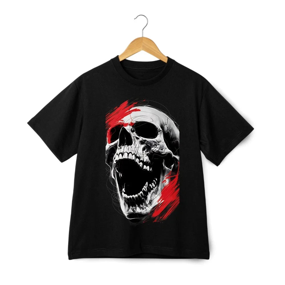 Unisex Vintage Red Skull -Retro Dark Art Washed Graphic Tee Free Shipping Unisex