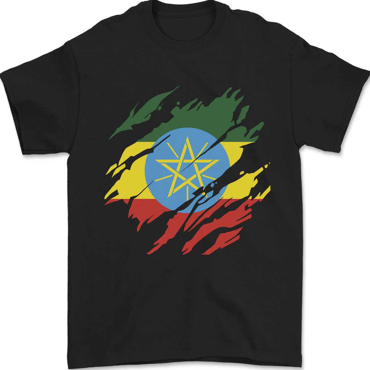 Torn Ethiopia Flag Ethiopian Day Football Mens 100% Cotton Unisex