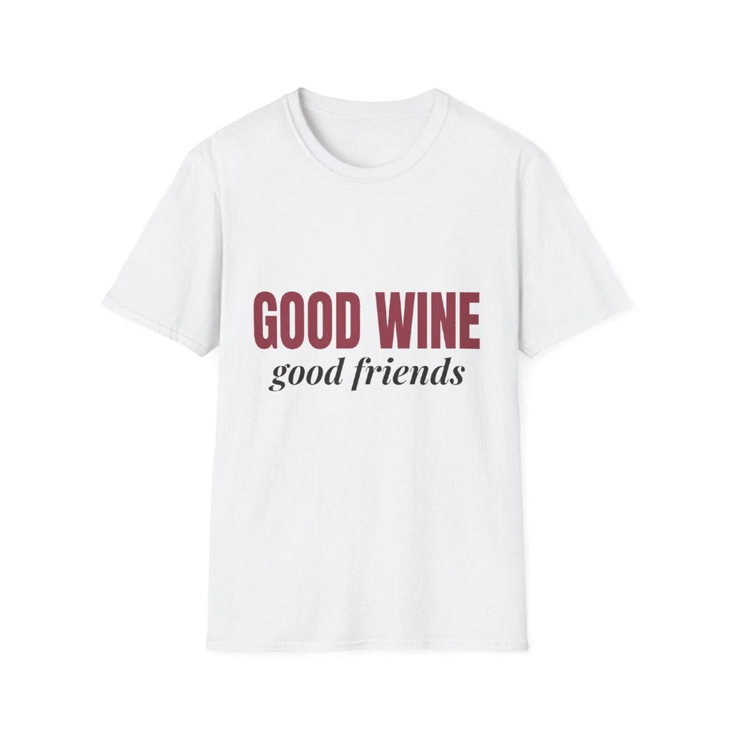 Good Wine Good Friends T Shirt Women Funny Wine Slogan Vintage Graphic Tee Gift Unisex