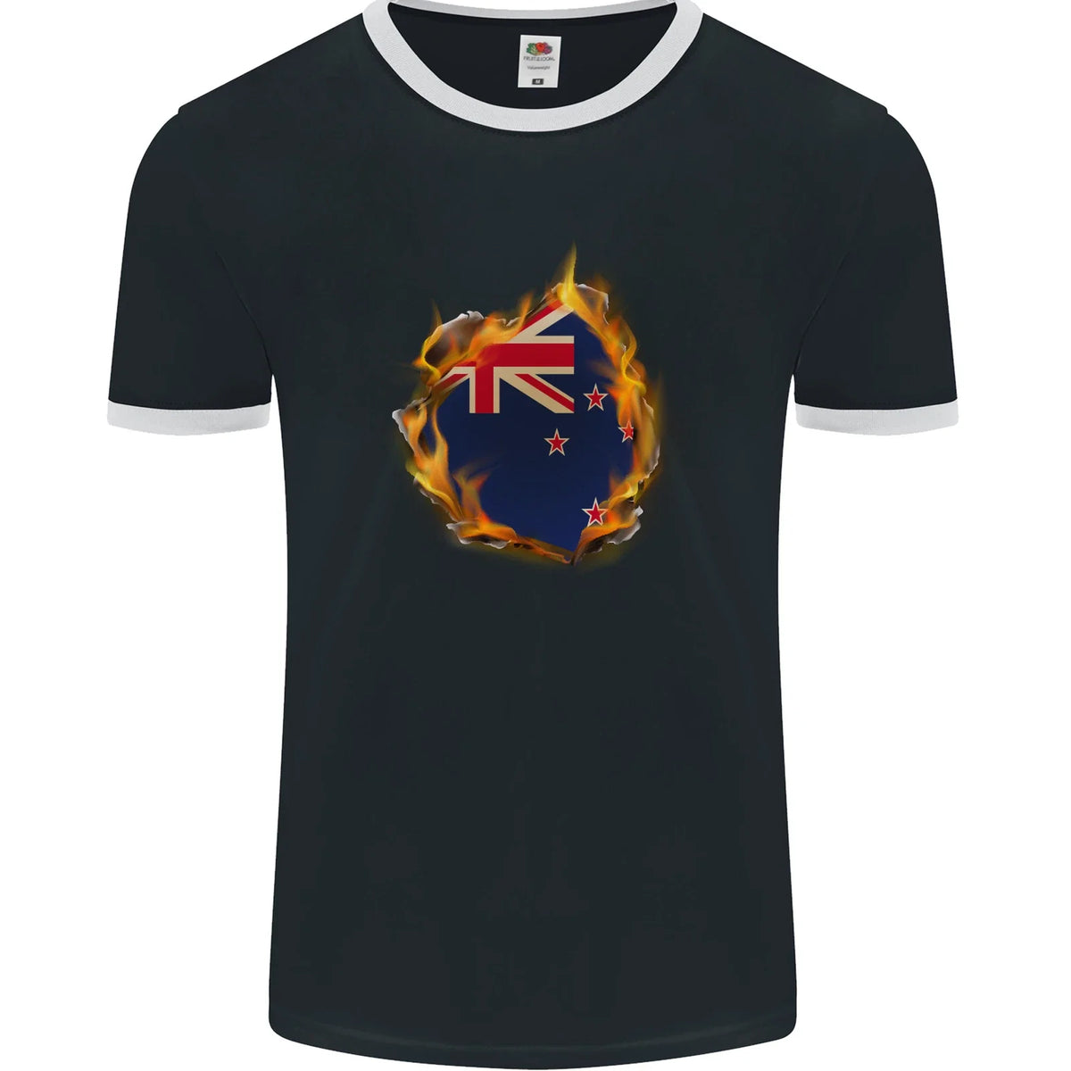 The Flag of New Zealand Fire Effect Kiwi Mens Ringer FotL Unisex