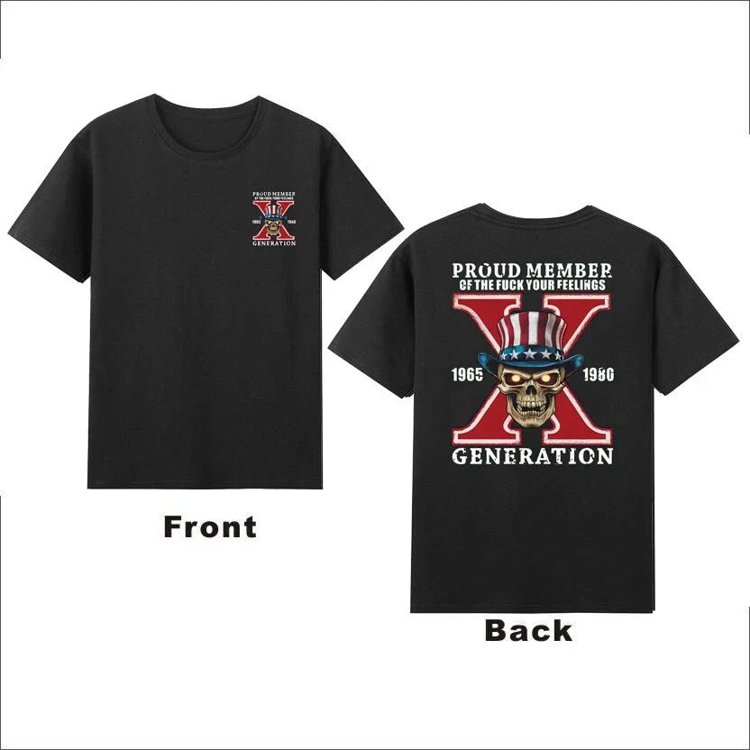 X Skull Proud Member Fvck Your Feeling X Front&Back Retro Unisex