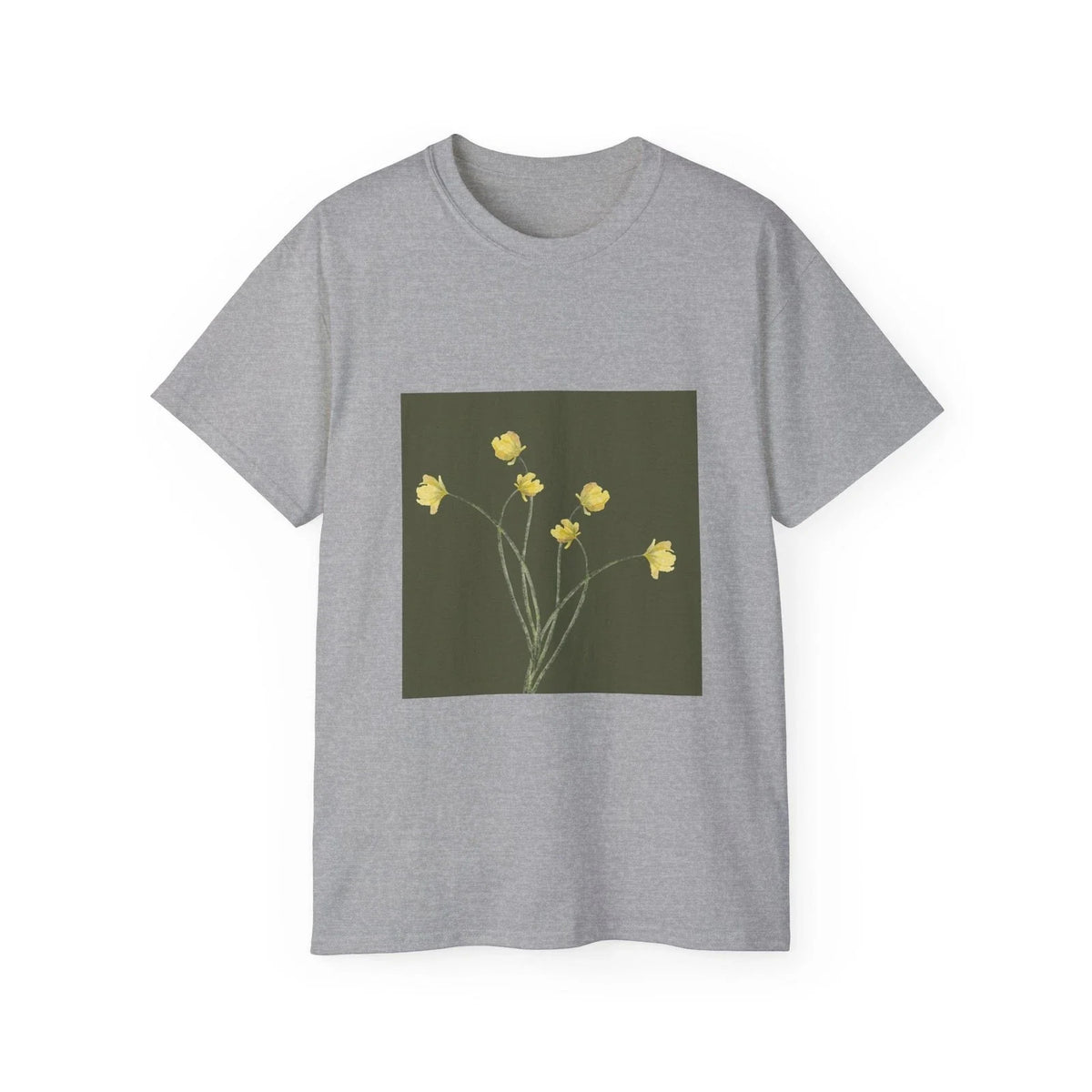 Flowers Stem Watercolor Painting Yellow | Custom Graphic Unisex