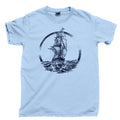 Sailing Ship T Shirt Sailors Sail Oceans Seas Sloop Schooner Pirate Tattoos Tee Unisex