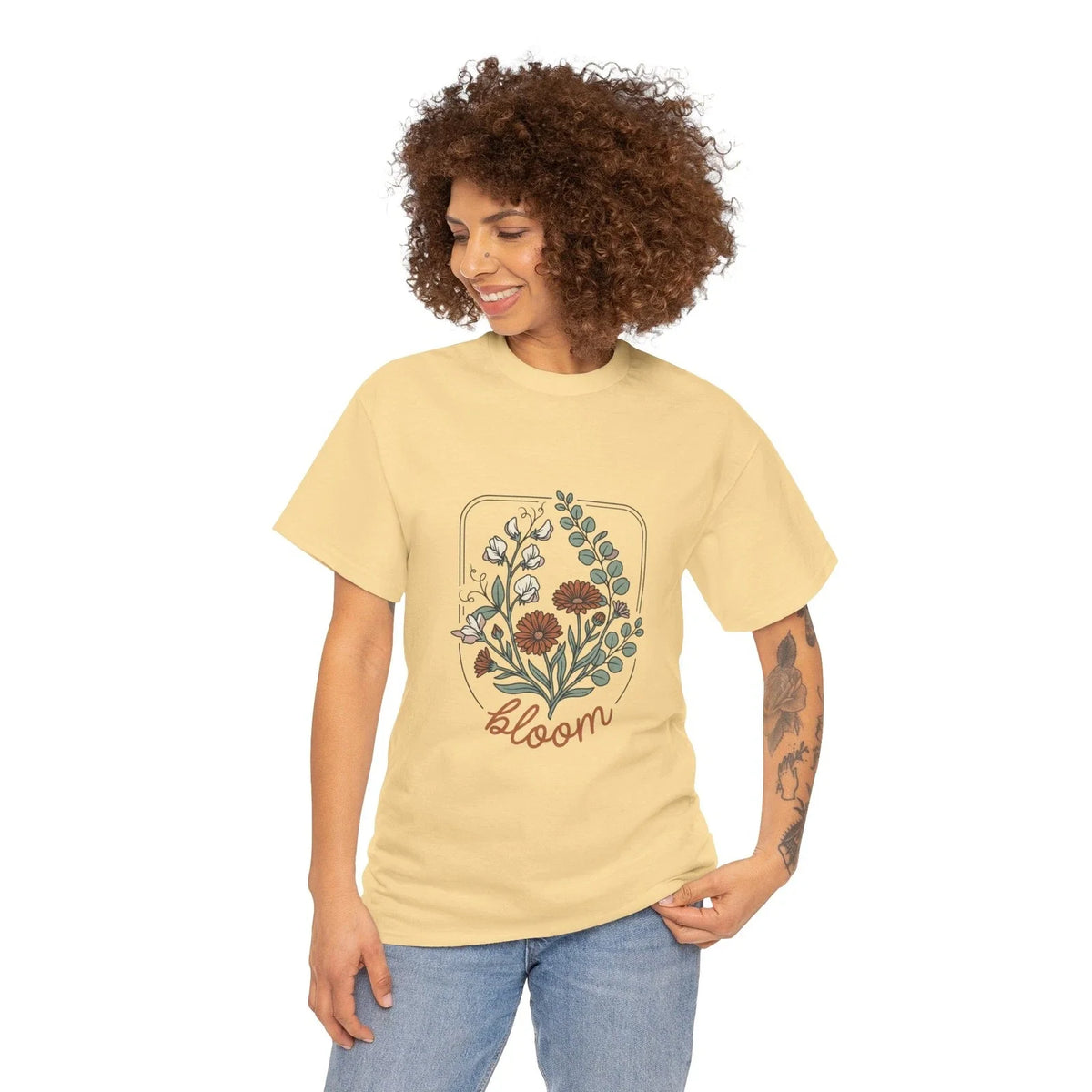 Unisex Heavy Cotton Tee BEAUTIFUL FLORAL DESIGN Unisex
