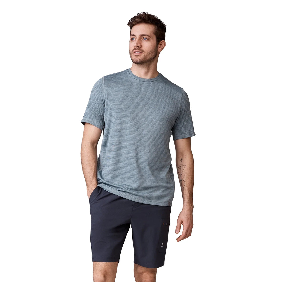 Free Country Men's Tech Jacquard Short Sleeve Crew Neck Unisex