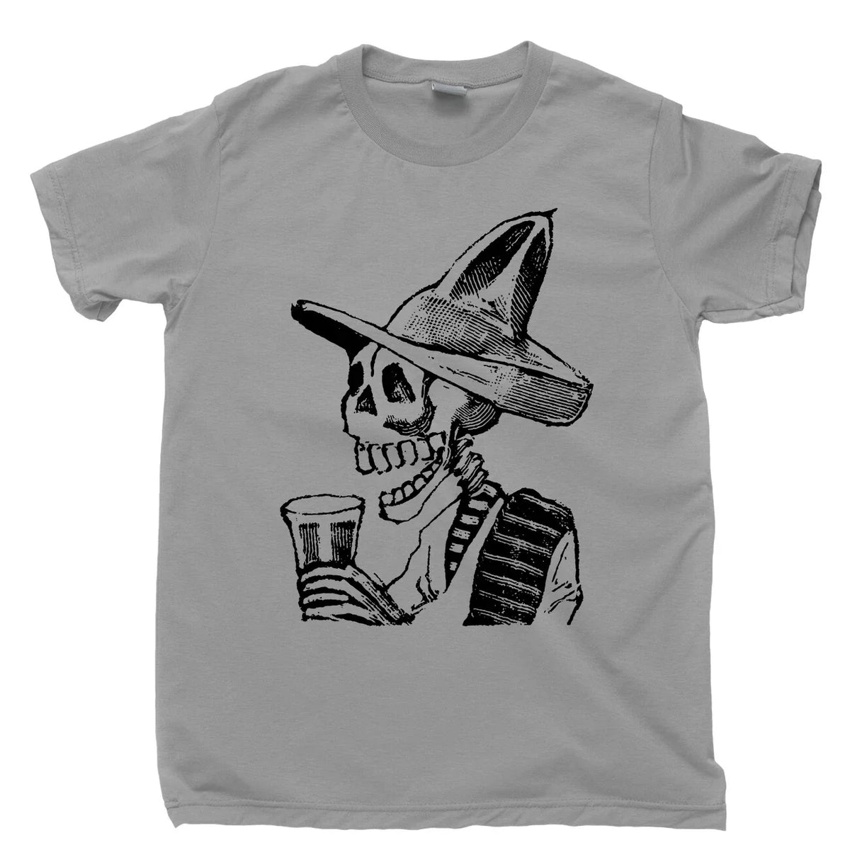 Skeleton Wearing A Hat Drinking T Shirt Mexico Calavera Cinco De Mayo Fiesta Tee Unisex
