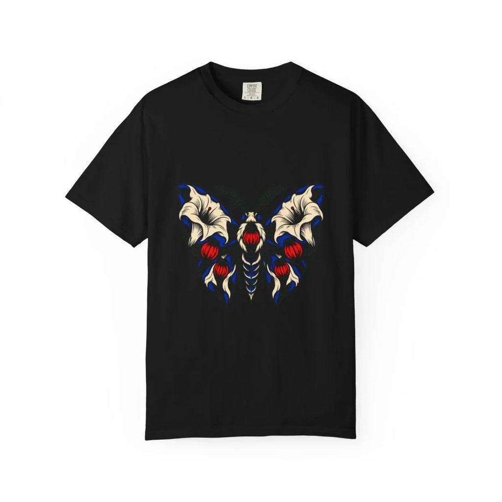 Datura Moth Graphic T-Shirt Black Front Print Comfort Colors 1717
