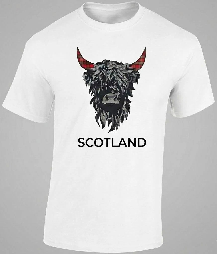 Tartan Highland Cow Adult T-Shirt, 100% cotton (Men & Women sizes available)