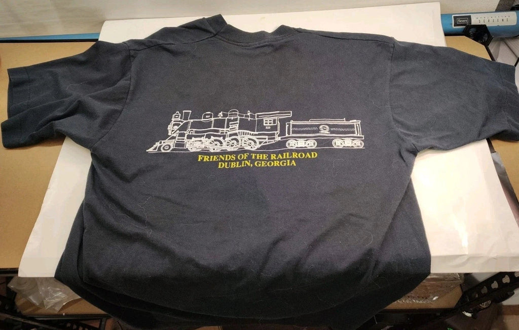 Vintage Trains Shirt Mens Large Black Friends Of The Railroad Dublin GA Unisex