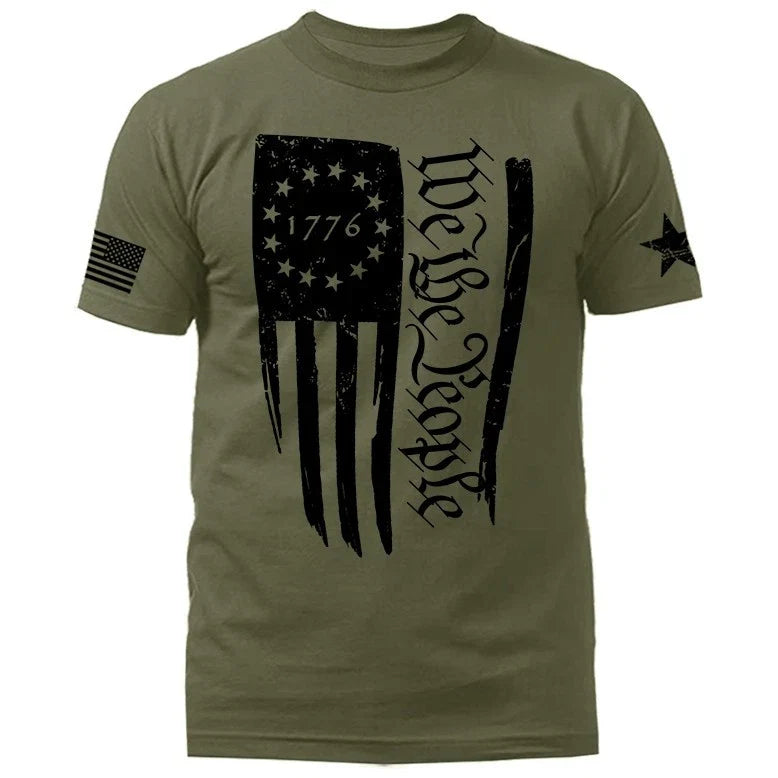We The People Large Vertical US Flag American Pride Patriotic Graphic Unisex