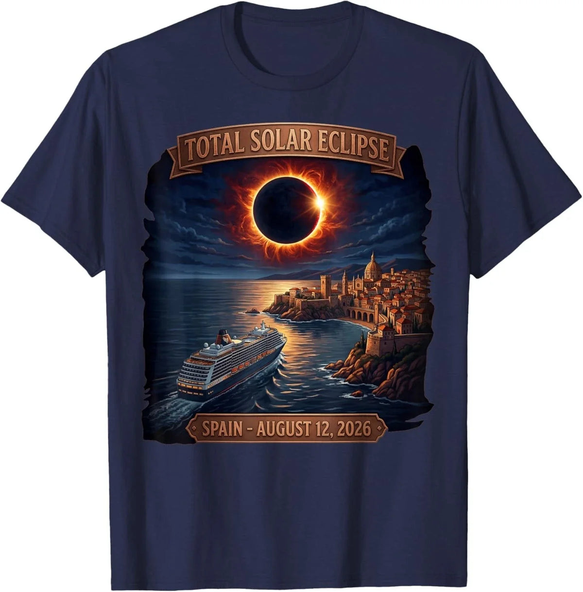 Spain Total Solar Eclipse 2026 Cruise Matching Family Unisex