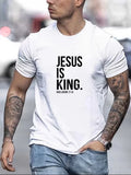 Men's Jesus Is King T Shirt Revelation 17:14 Bible Verse Christian Casual Tee Unisex