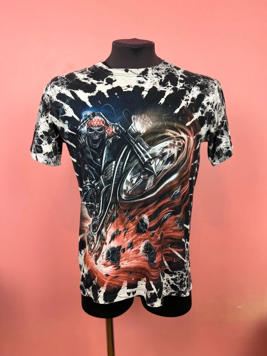 Skull wild tee shirt streetwear hype moto vintage custom men's S Unisex